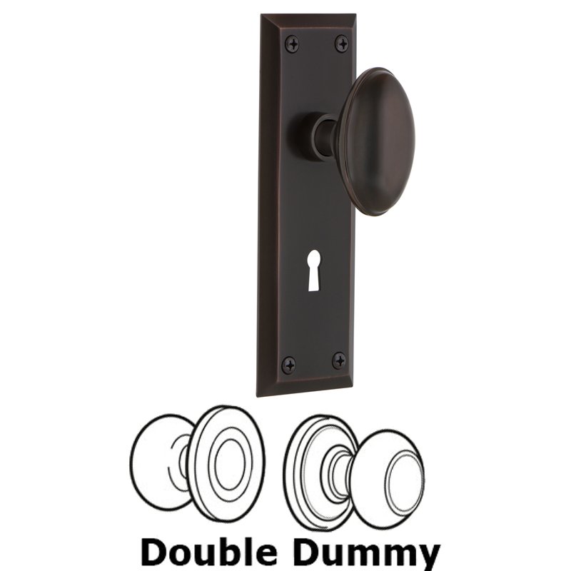 Double Dummy Set with Keyhole - New York Plate with Homestead Door Knob in Timeless Bronze