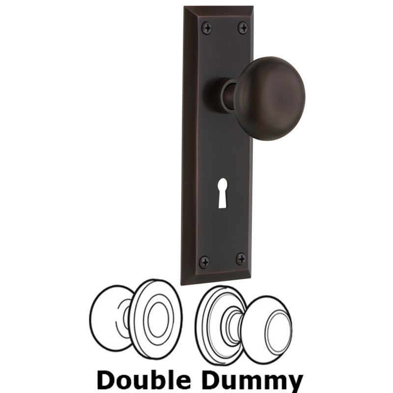 Double Dummy Set with Keyhole - New York Plate with New York Door Knobs in Timeless Bronze