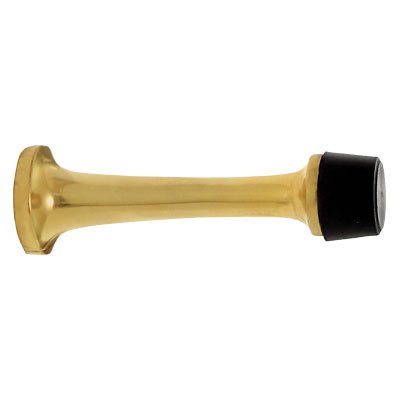 Rubber Tipped Door Stop in Polished Brass