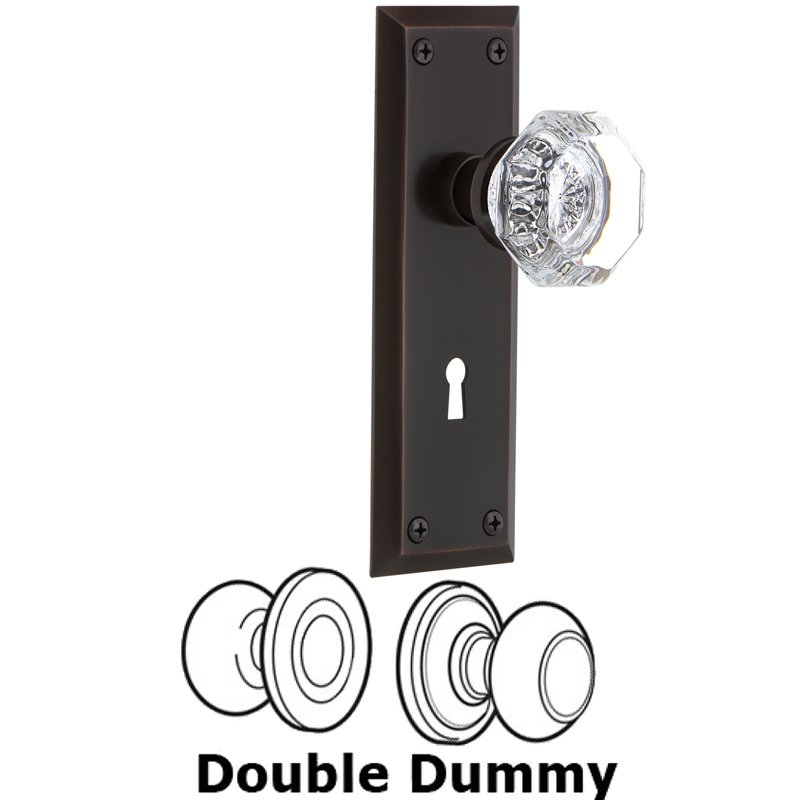 Double Dummy Set with Keyhole - New York Plate with Waldorf Door Knob in Timeless Bronze