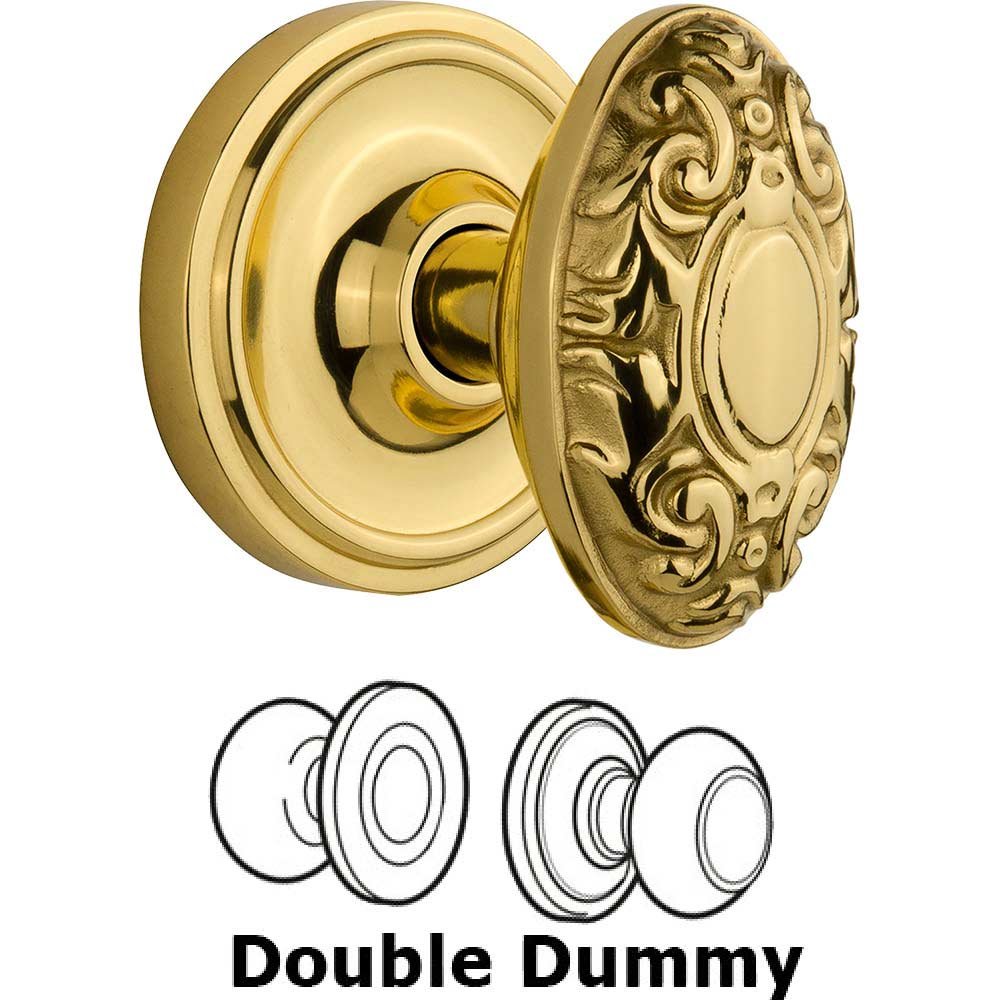 Double Dummy Classic Rosette with Victorian Door Knob in Polished Brass