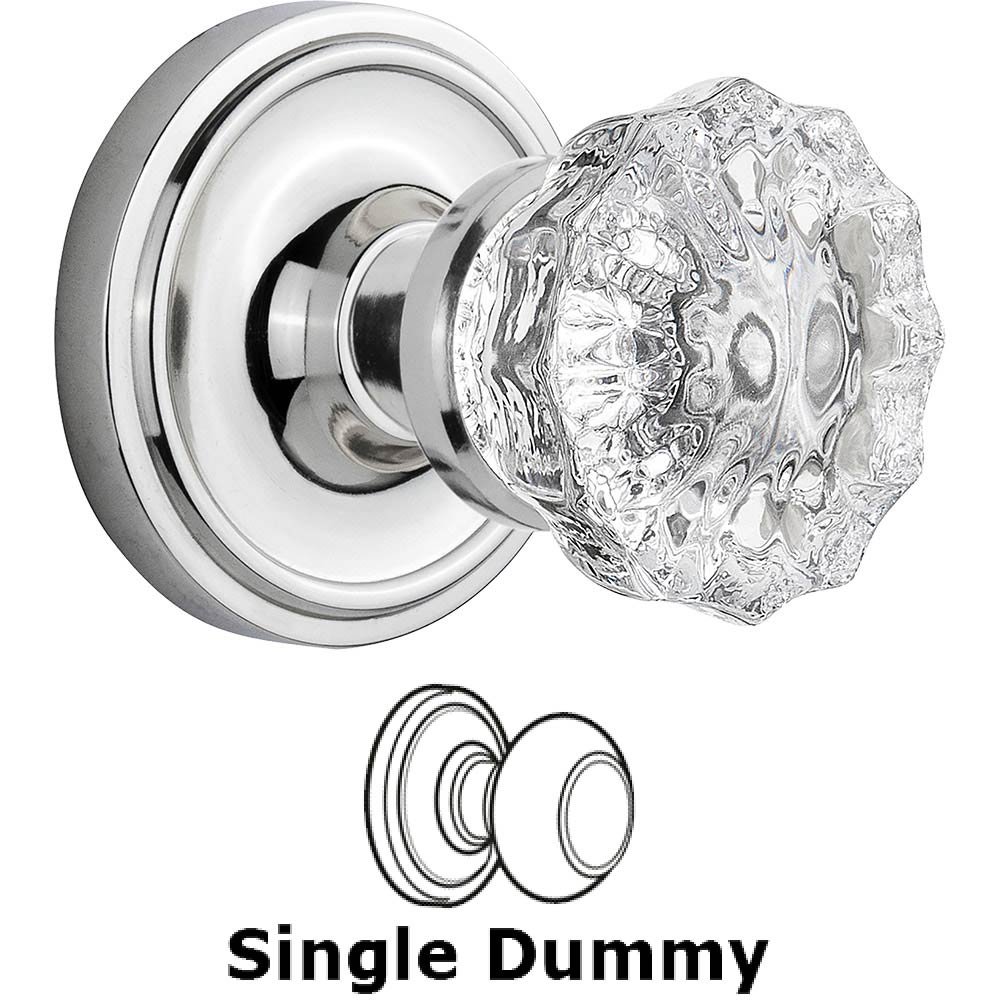 Single Dummy Classic Rose with Crystal Door Knob in Bright Chrome