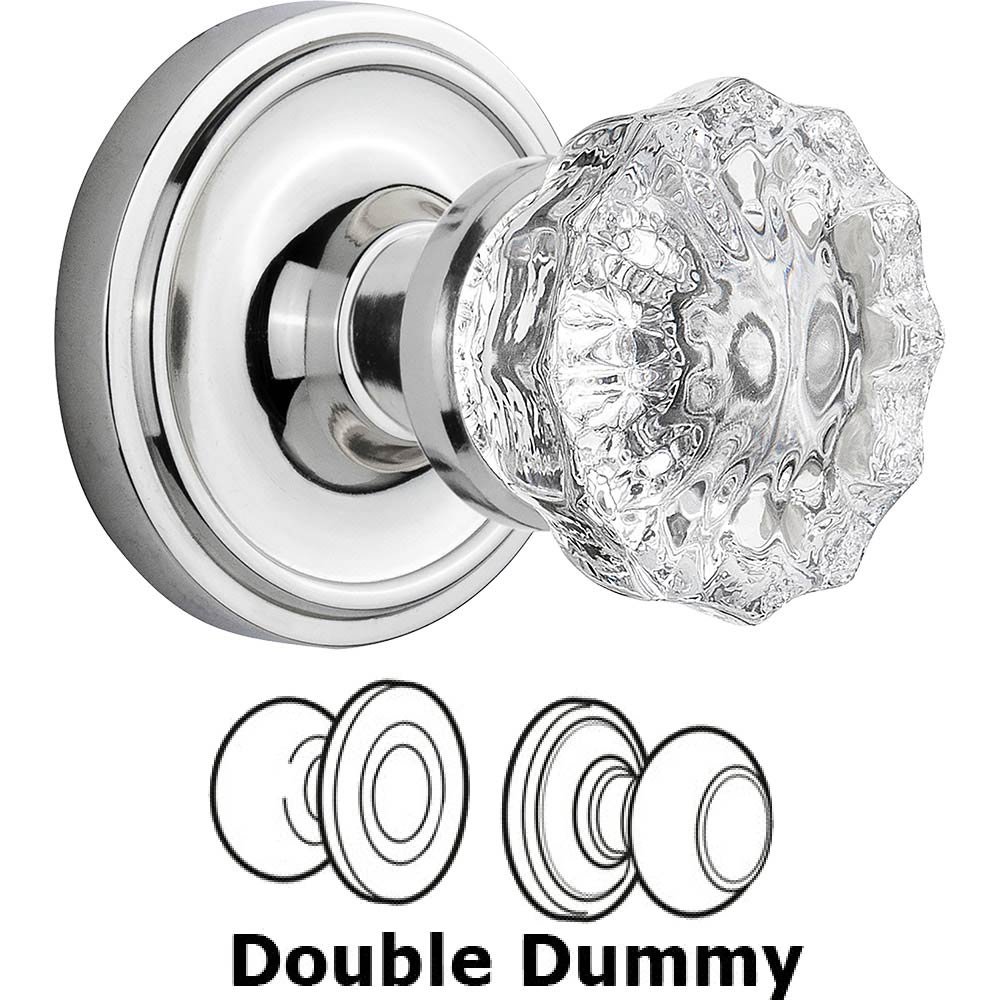 Double Dummy Classic Rose with Crystal Door Knob in Bright Chrome