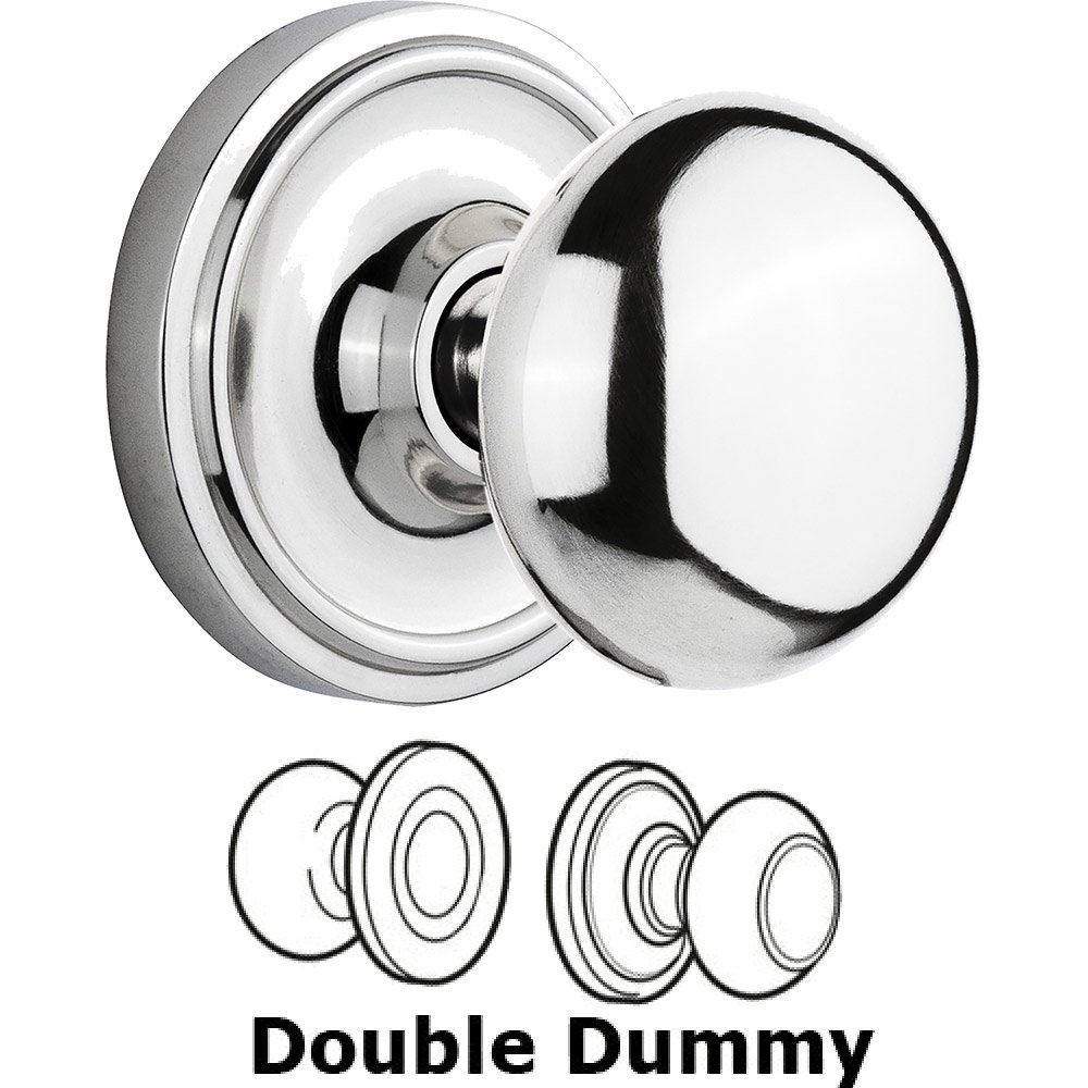 Double Dummy Classic Rose with New York Door Knob in Bright Chrome