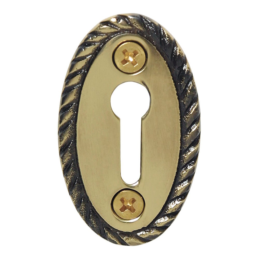 Rope Keyhole Cover in Antique Brass
