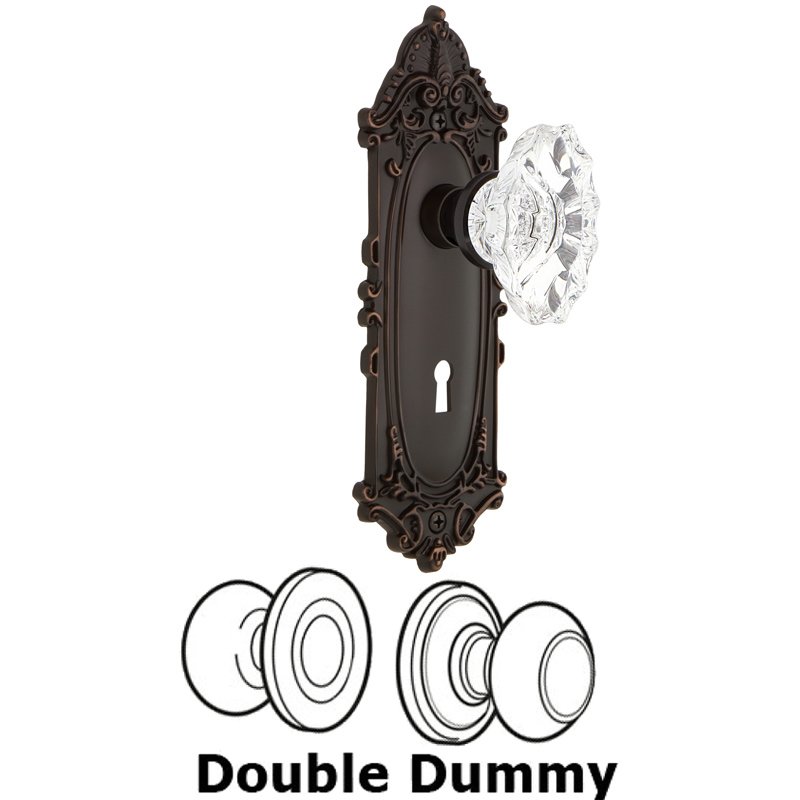 Double Dummy Set with Keyhole - Victorian Plate with Chateau Door Knob in Timeless Bronze