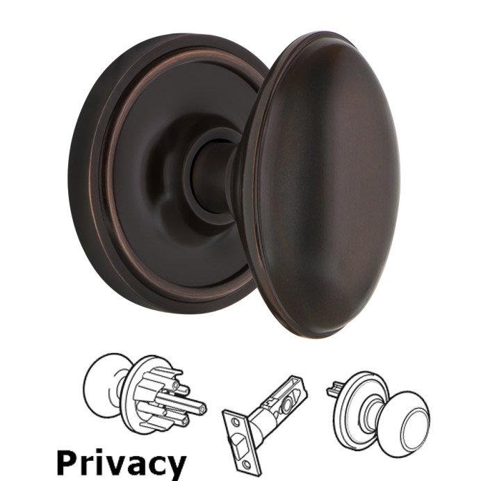 Complete Privacy Set - Classic Rosette with Homestead Door Knob in Timeless Bronze