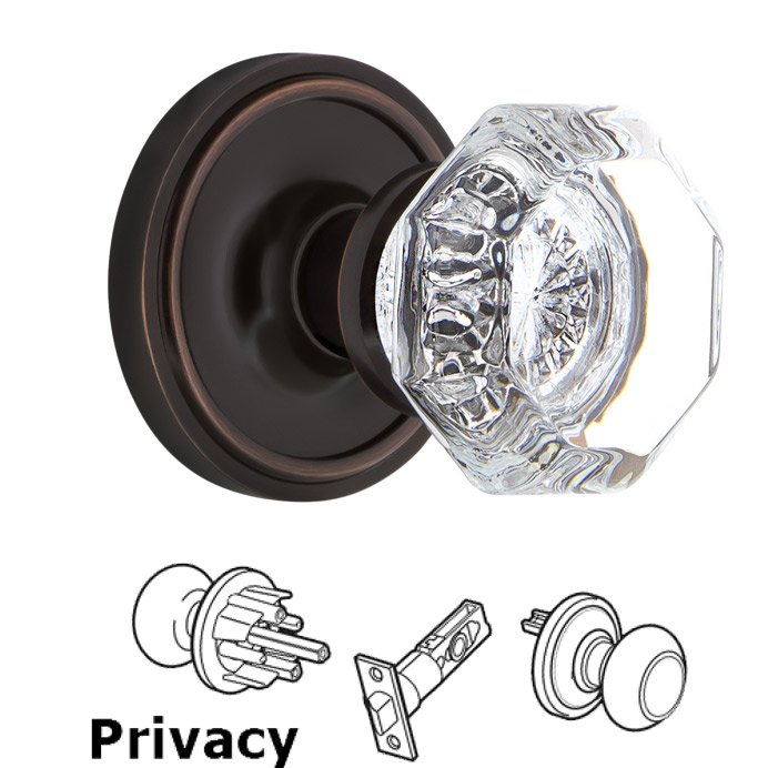 Complete Privacy Set - Classic Rosette with Waldorf Door Knob in Timeless Bronze