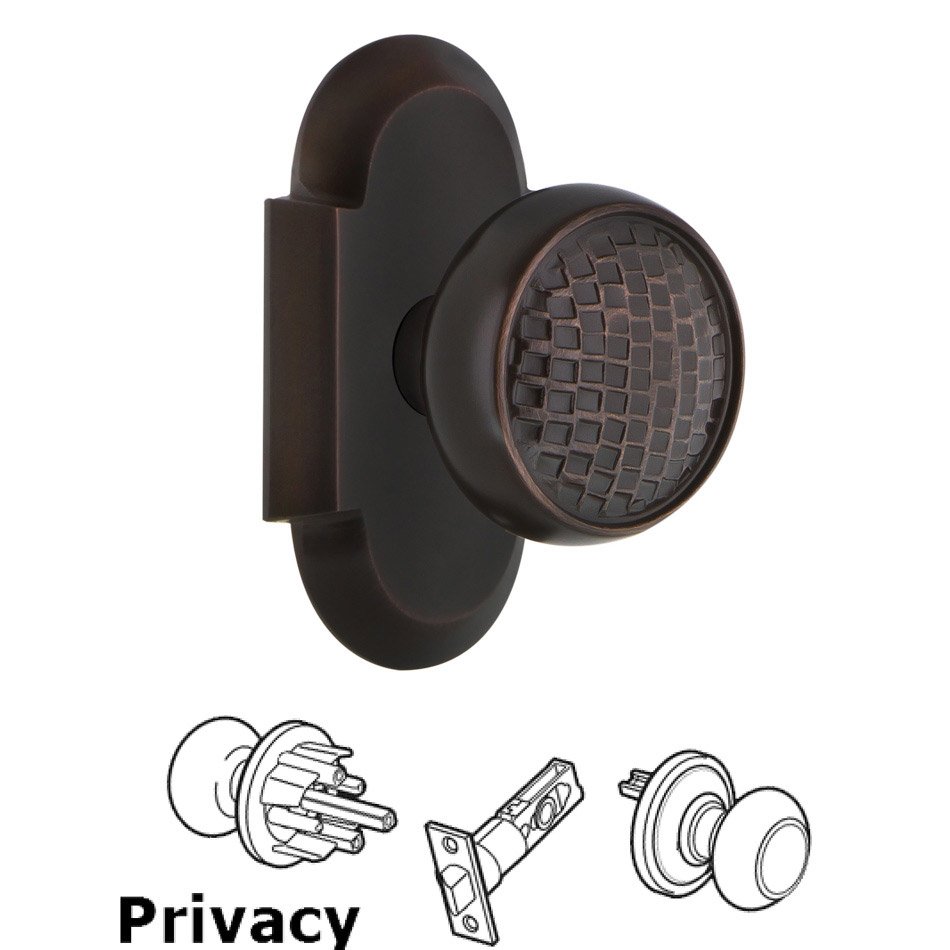 Complete Privacy Set - Cottage Plate with Craftsman Door Knob in Timeless Bronze