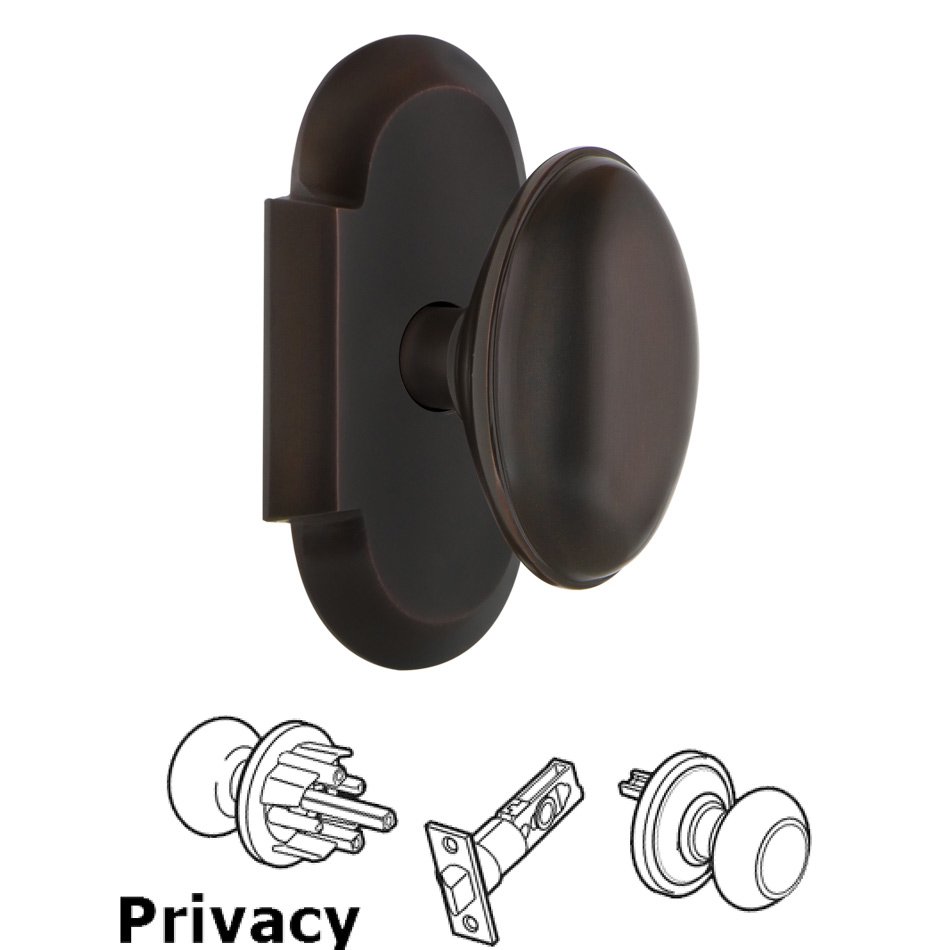 Complete Privacy Set - Cottage Plate with Homestead Door Knob in Timeless Bronze
