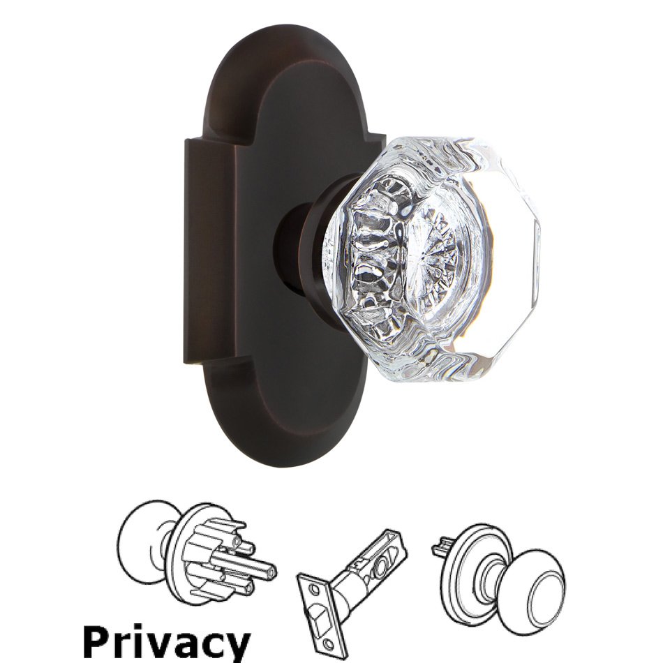 Complete Privacy Set - Cottage Plate with Waldorf Door Knob in Timeless Bronze