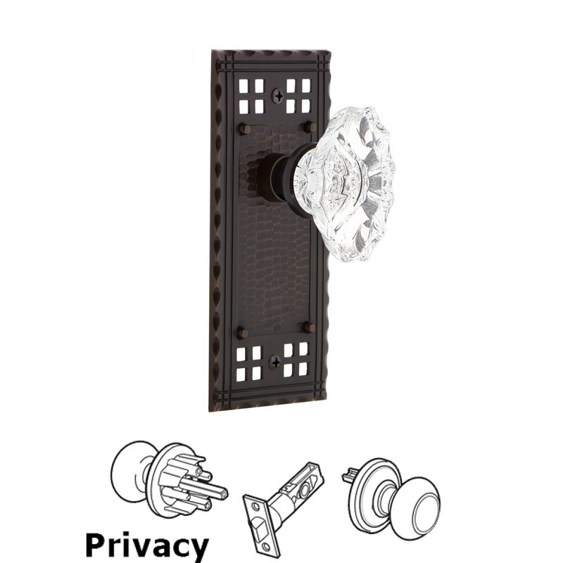 Privacy Craftsman Plate with Chateau Door Knob in Timeless Bronze
