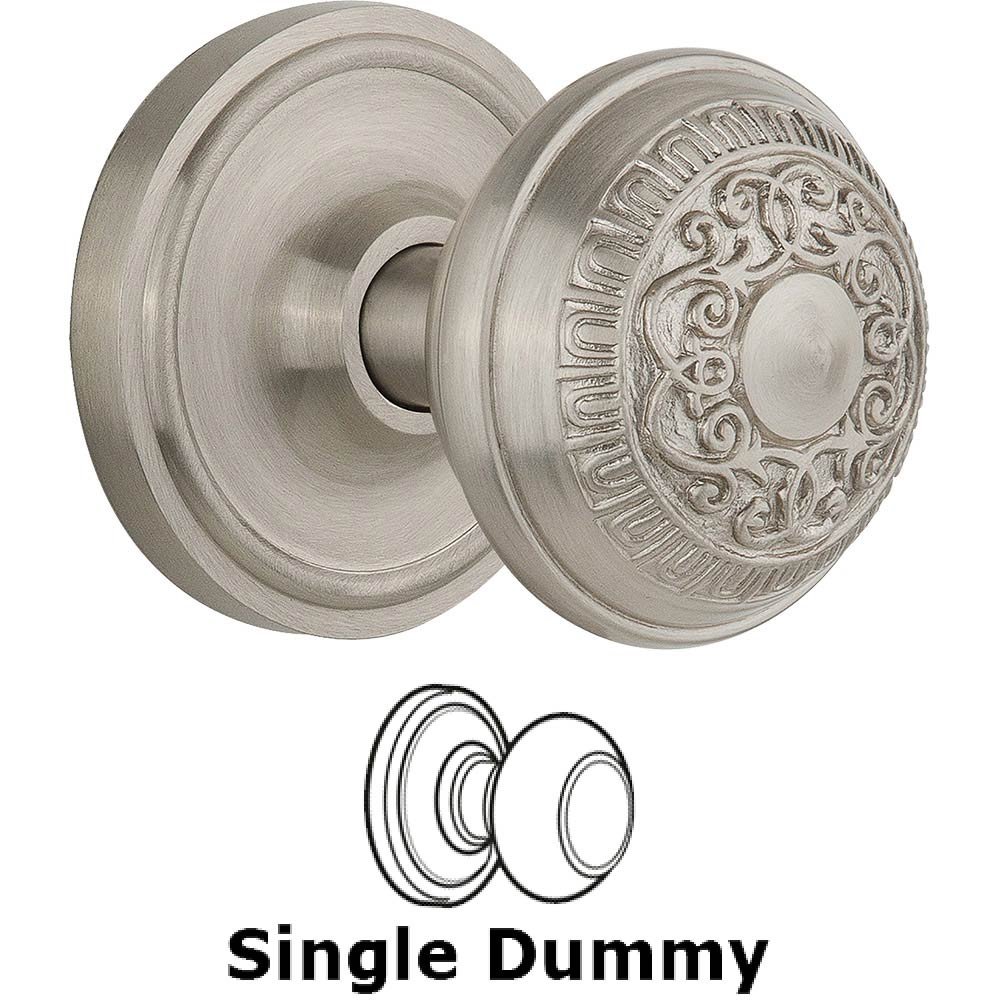 Single Dummy Classic Rosette with Egg & Dart Door Knob in Satin Nickel