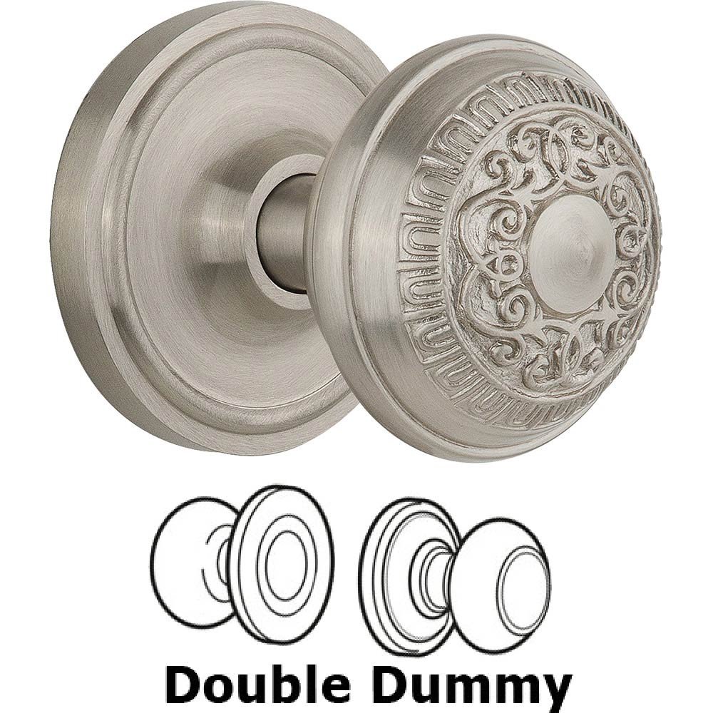Double Dummy Classic Rosette with Egg & Dart Door Knob in Satin Nickel