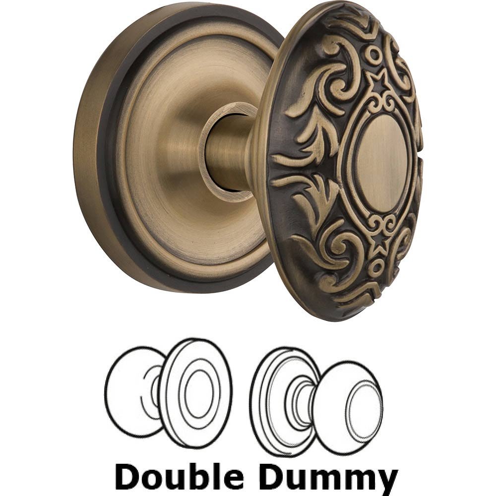 Double Dummy Classic Rosette with Victorian Door Knob in Antique Brass