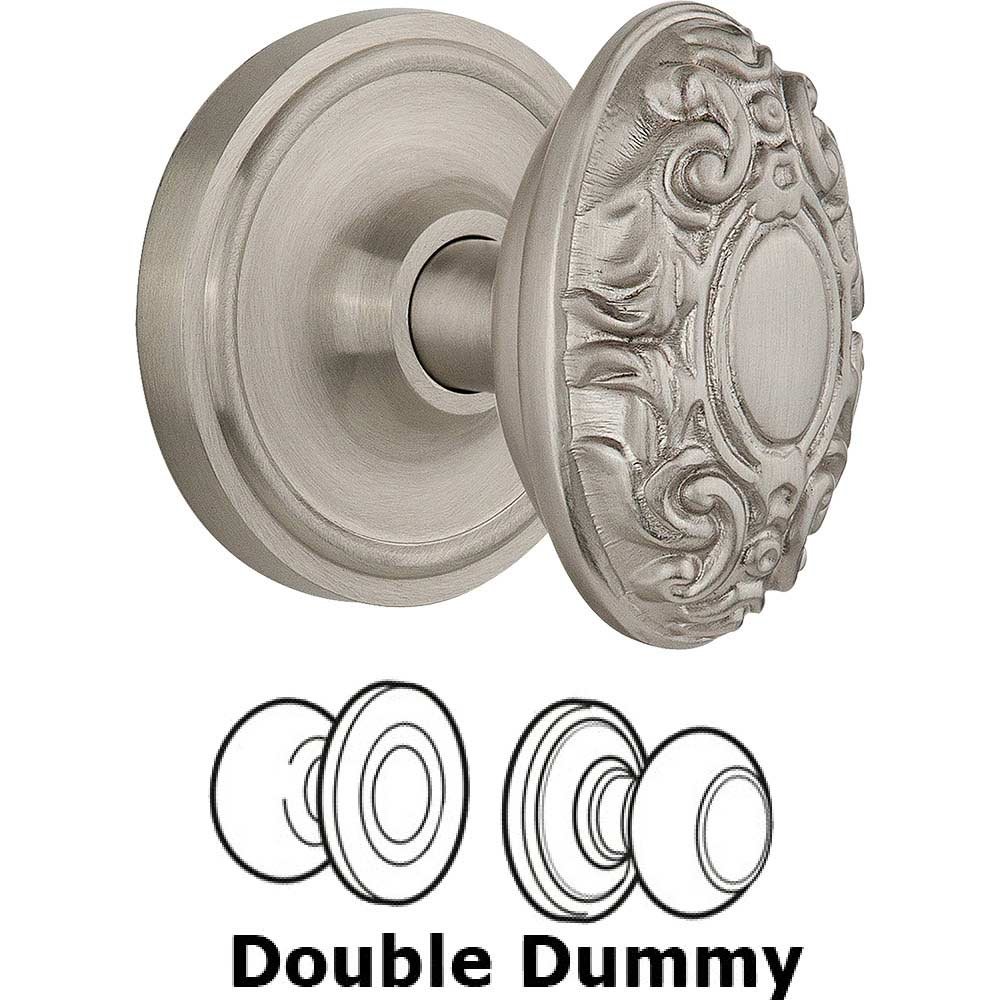 Double Dummy Classic Rosette with Victorian Door Knob in Satin Nickel