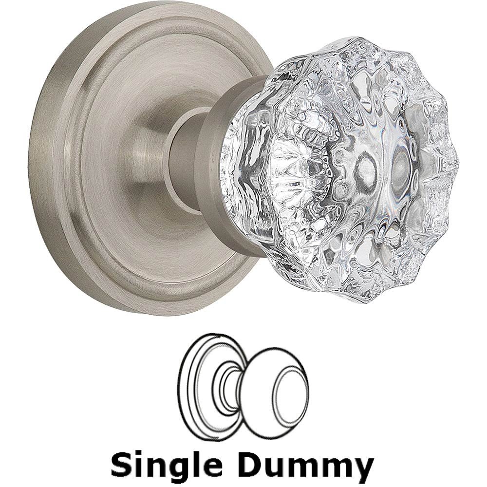 Single Dummy Classic Rosette with Crystal Door Knob in Satin Nickel