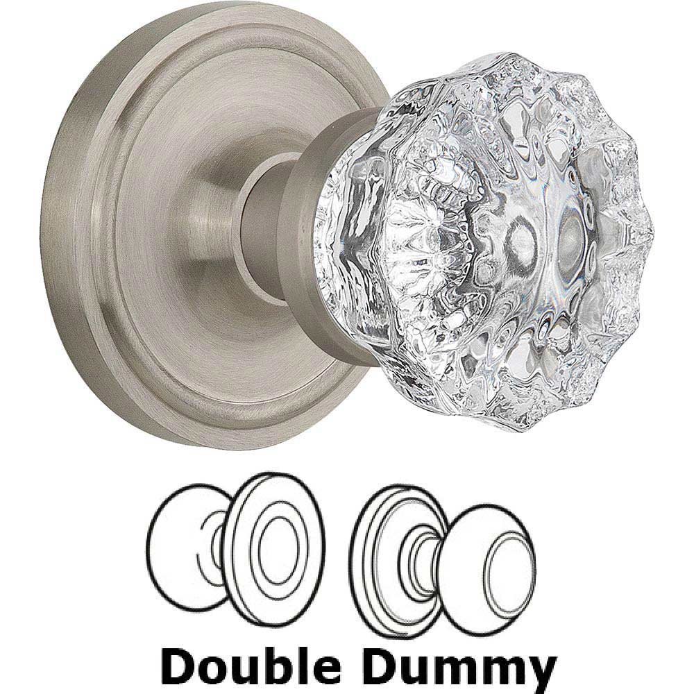 Double Dummy Classic Rosette with Crystal Door Knob in Satin Nickel