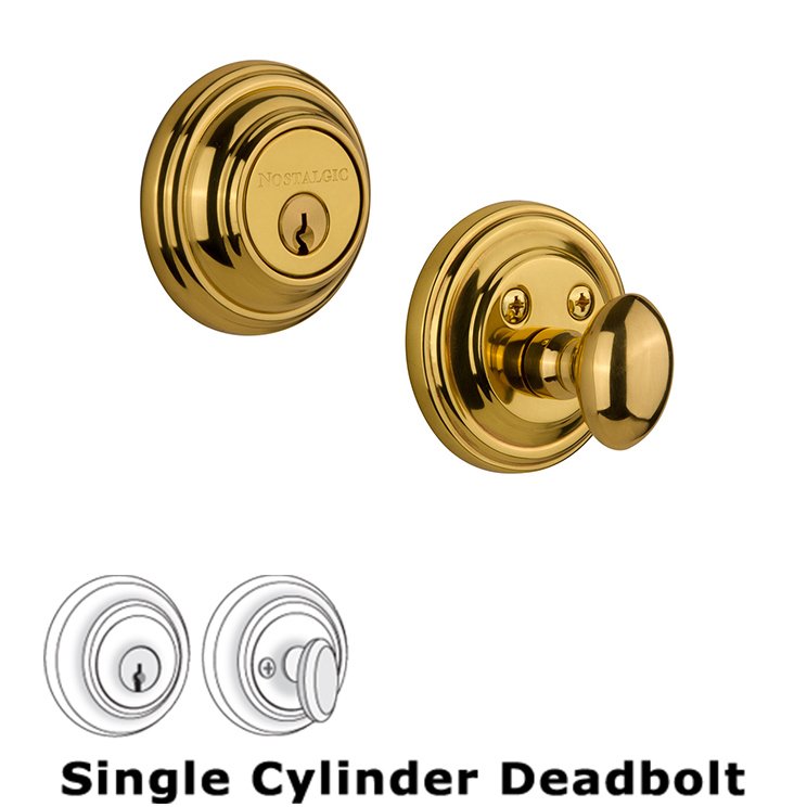 Single Deadbolt in Unlacquered Brass