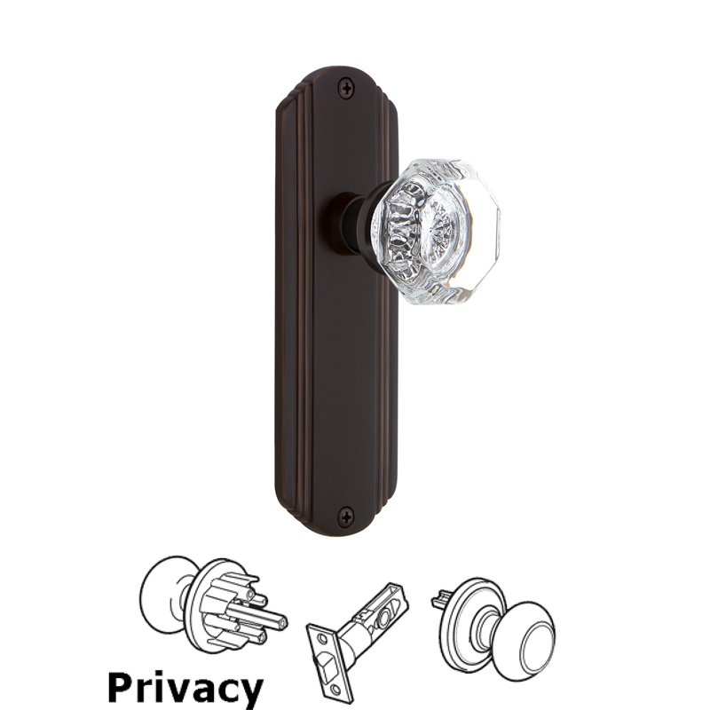 Privacy Deco Plate with Waldorf Door Knob in Timeless Bronze