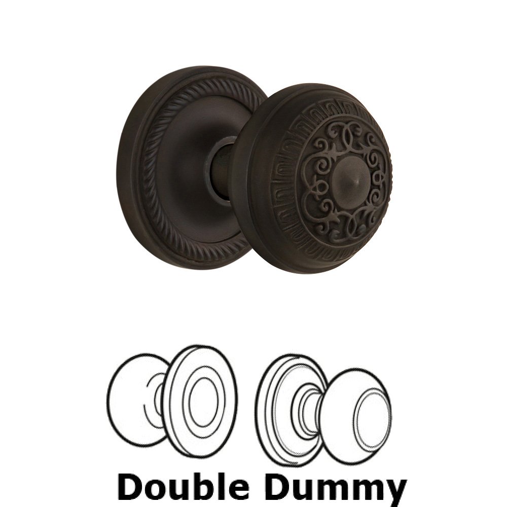 Double Dummy Set Without Keyhole - Rope Rosette with Egg & Dart Knob in Oil Rubbed Bronze