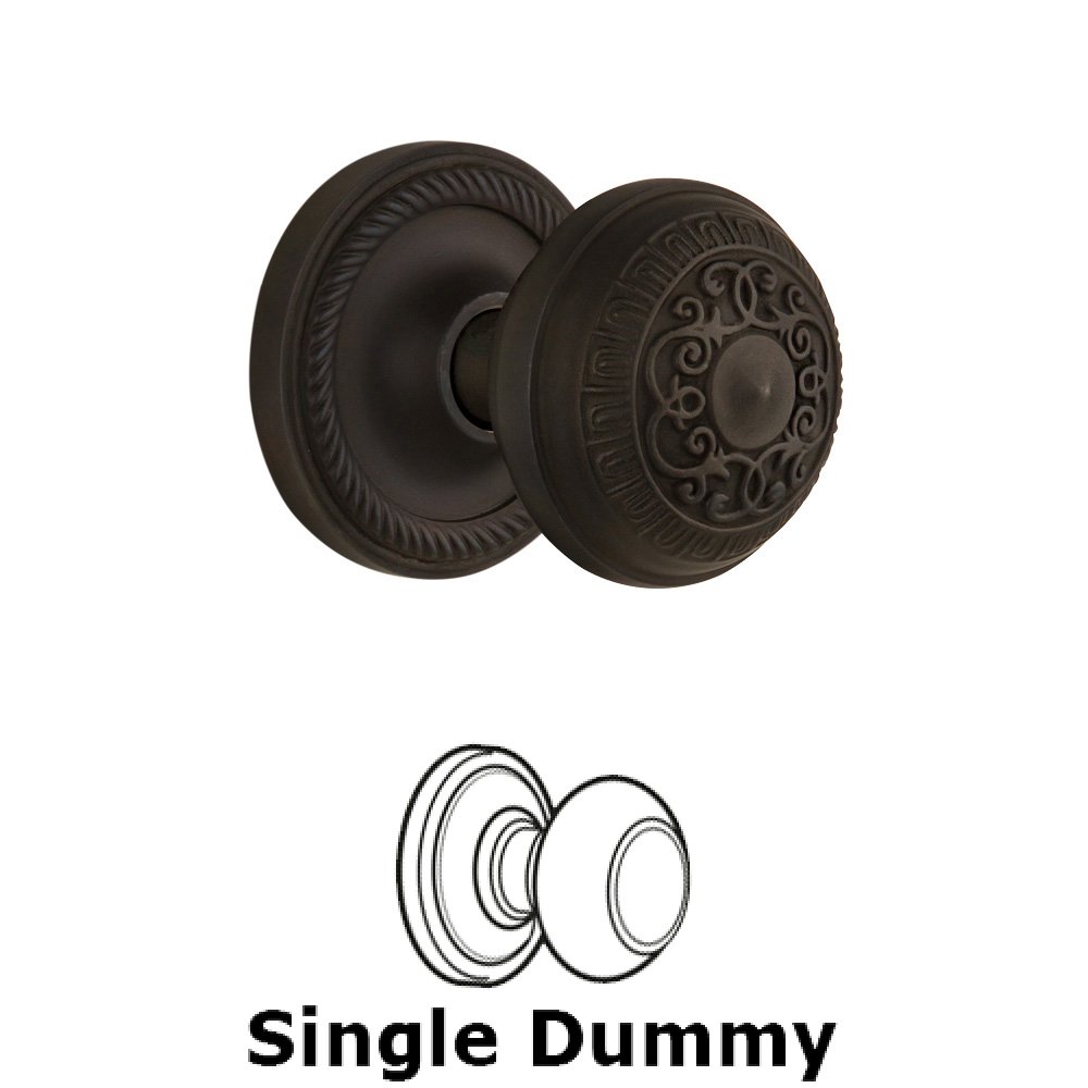 Single Dummy Knob Without Keyhole - Rope Rosette with Egg & Dart Knob in Oil Rubbed Bronze