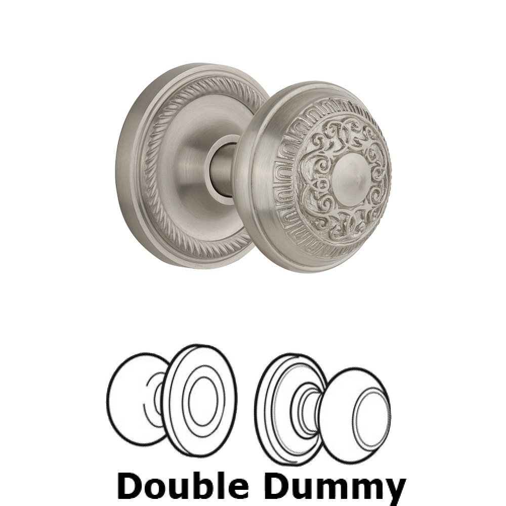 Double Dummy Set Without Keyhole - Rope Rosette with Egg & Dart Knob in Satin Nickel