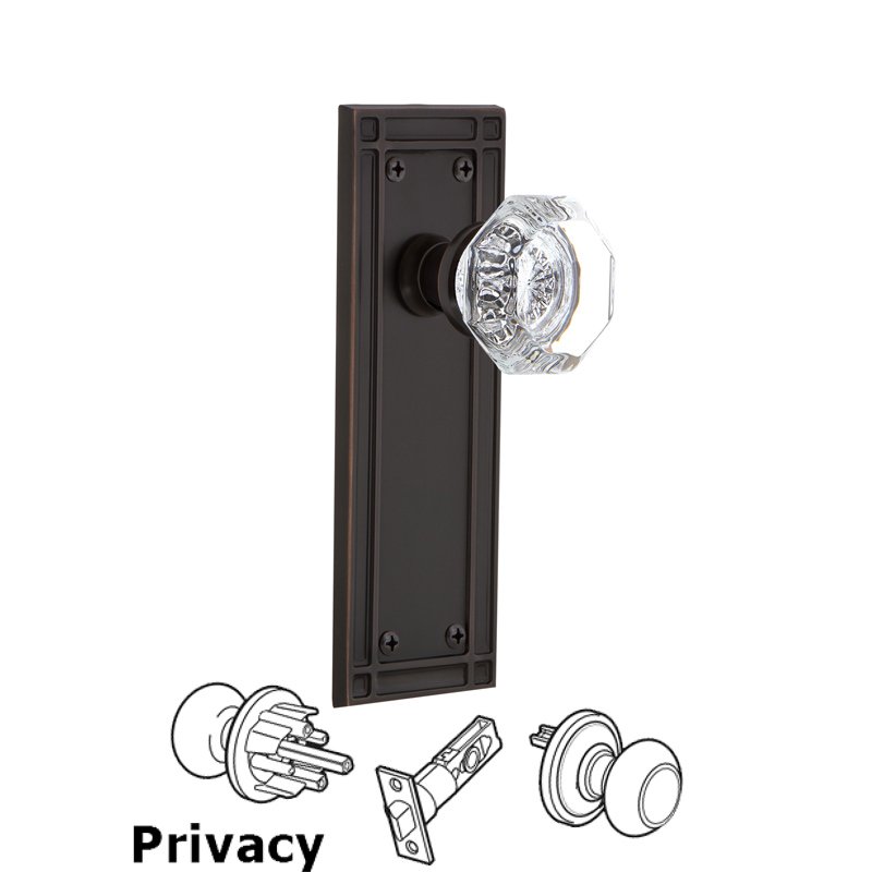 Complete Privacy Set - Mission Plate with Waldorf Door Knob in Timeless Bronze