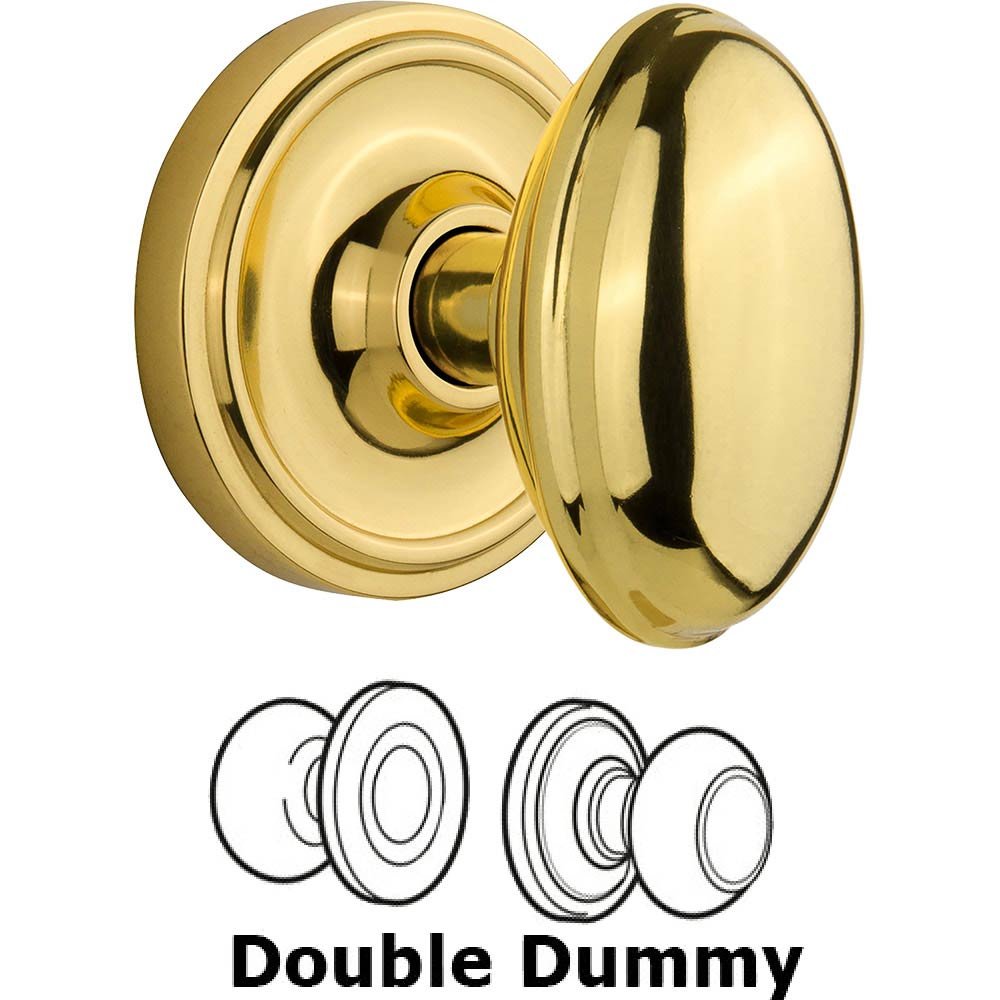 Double Dummy Classic Rosette with Homestead Knob in Unlacquered Brass