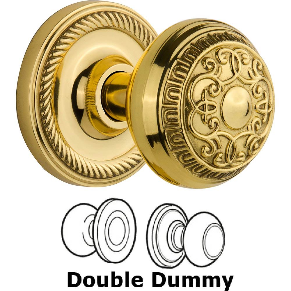 Double Dummy Rope Rosette with Egg and Dart Knob in Unlacquered Brass