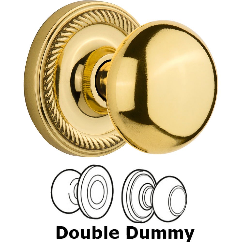 Double Dummy Rope Rosette with New York Knob in Unlacquered Brass