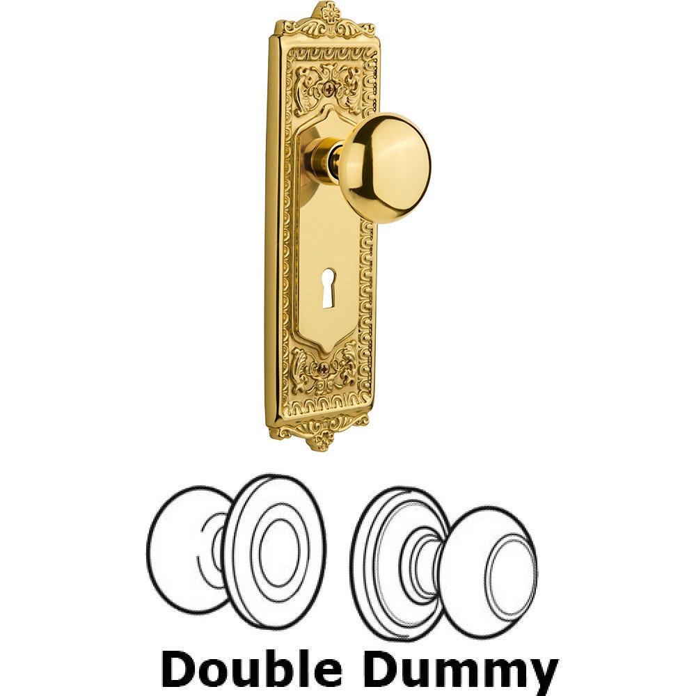 Double Dummy Egg and Dart Plate with New York Knob and Keyhole in Unlacquered Brass
