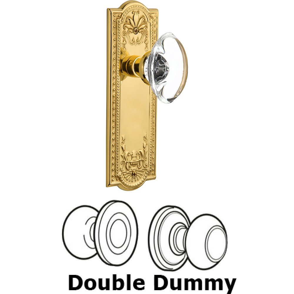 Double Dummy Meadows Plate with Oval Clear Crystal Knob in Unlacquered Brass