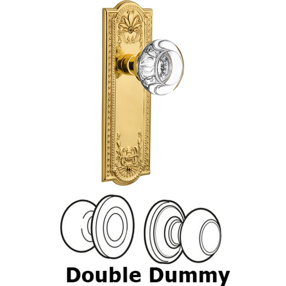 Double Dummy Meadows Plate with Round Clear Crystal Knob in Unlacquered Brass