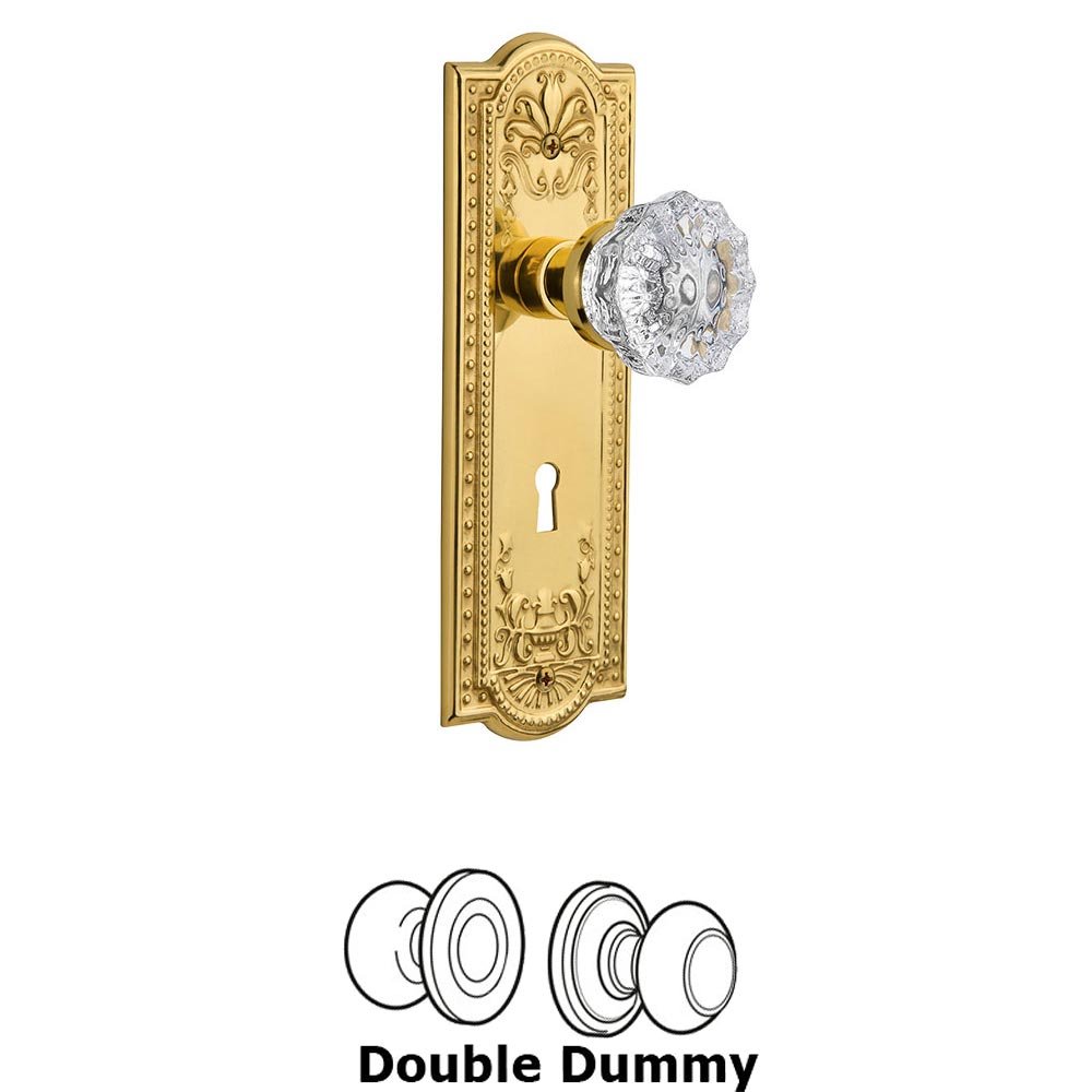 Double Dummy Meadows Plate with Crystal Knob and Keyhole in Unlacquered Brass