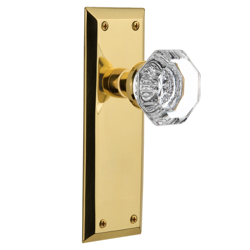 Double Dummy New York Plate with Waldorf Knob in Unlacquered Brass