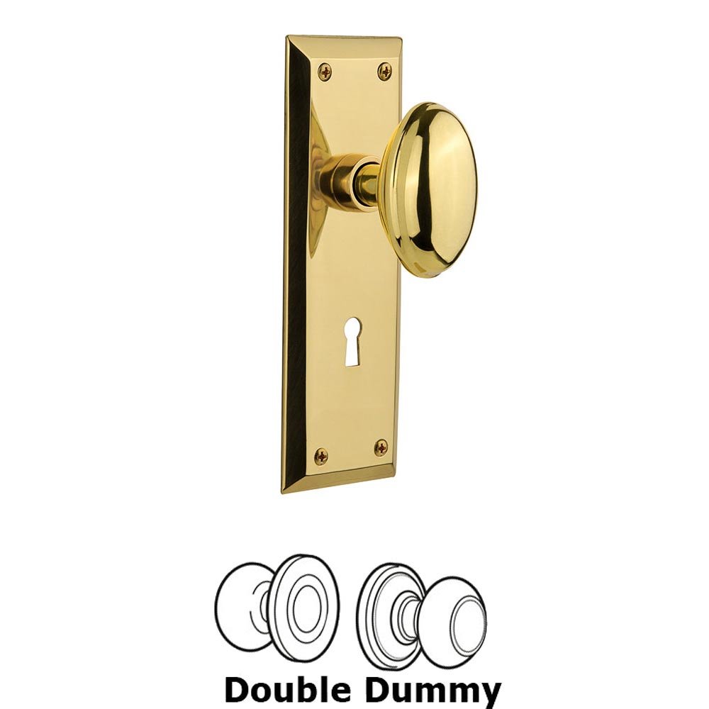 Double Dummy New York Plate with Homestead Knob and Keyhole in Unlacquered Brass