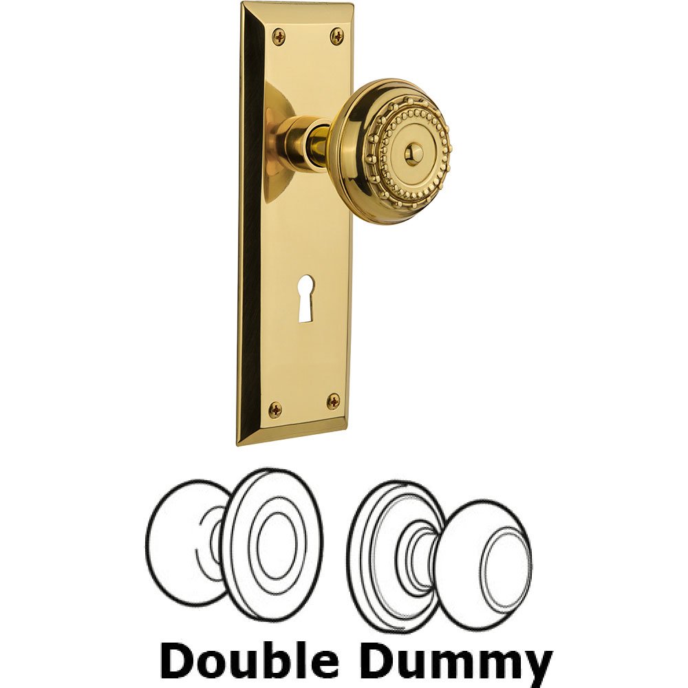 Double Dummy New York Plate with Meadows Knob and Keyhole in Unlacquered Brass