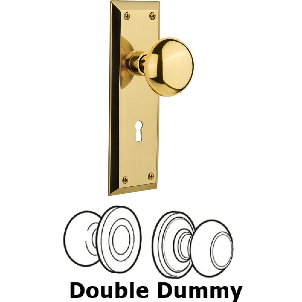Double Dummy New York Plate with New York Knob and Keyhole in Unlacquered Brass