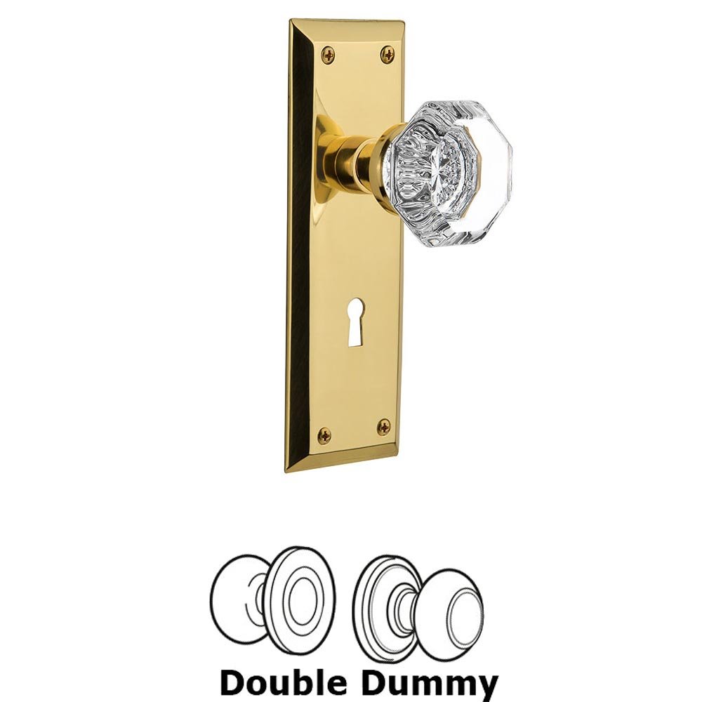 Double Dummy New York Plate with Waldorf Knob and Keyhole in Unlacquered Brass