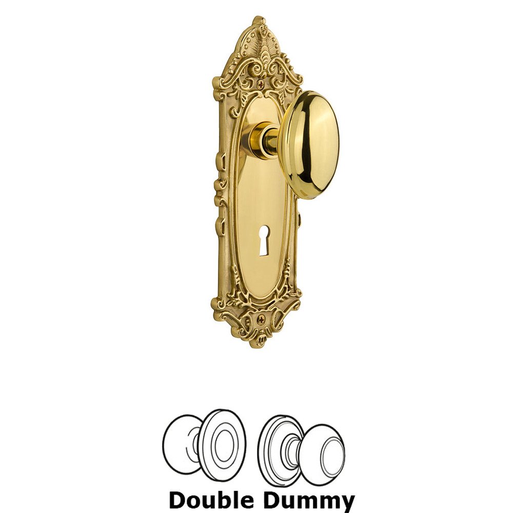 Single Dummy Victorian Plate with Homestead Knob and Keyhole in Unlacquered Brass