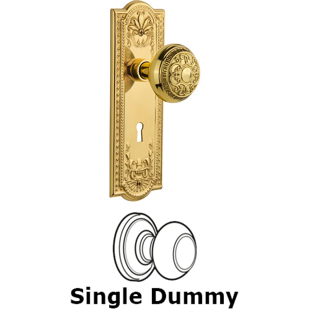 Single Dummy Meadows Plate with Egg and Dart Knob and Keyhole in Unlacquered Brass
