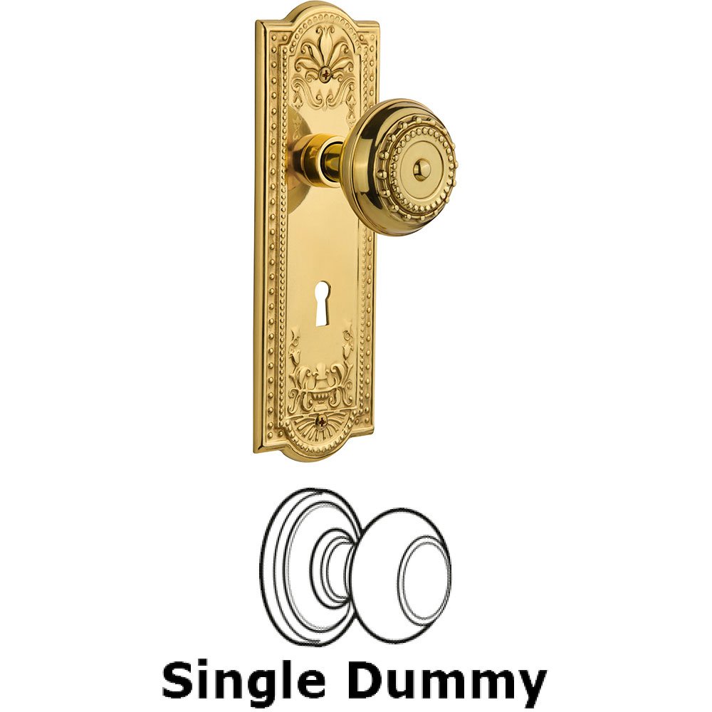 Single Dummy Meadows Plate with Meadows Knob and Keyhole in Unlacquered Brass