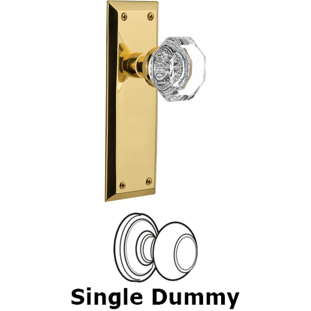 Single Dummy New York Plate with Waldorf Knob in Unlacquered Brass