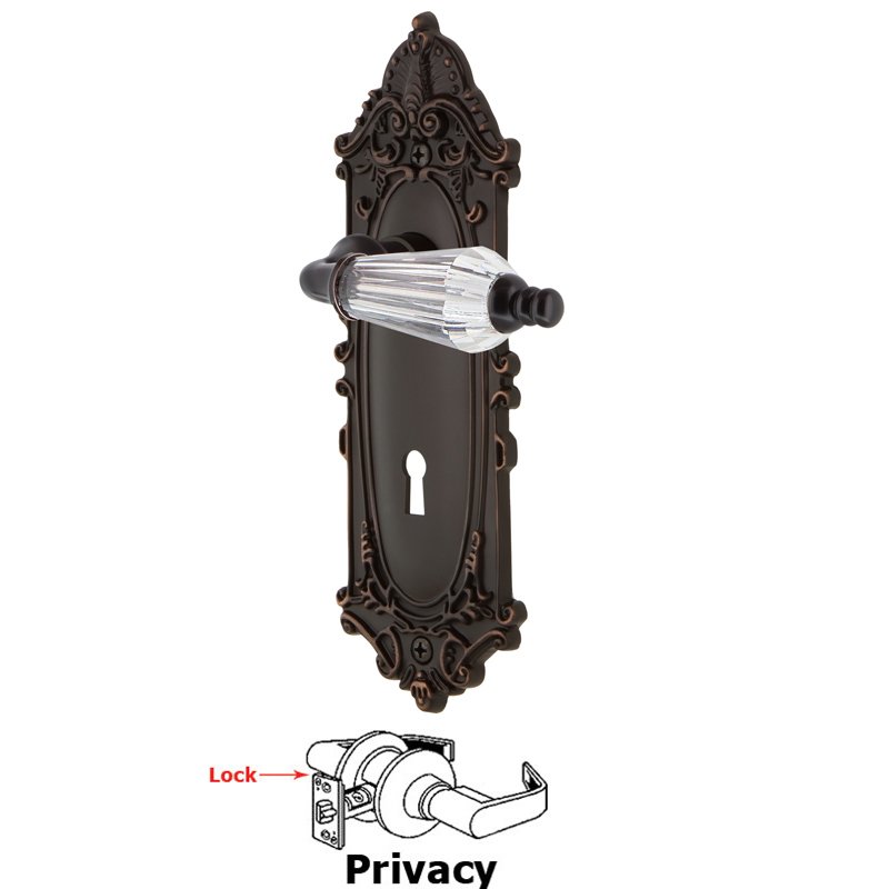 Complete Privacy Set with Keyhole - Egg & Dart Plate with Parlor Lever in Timeless Bronze