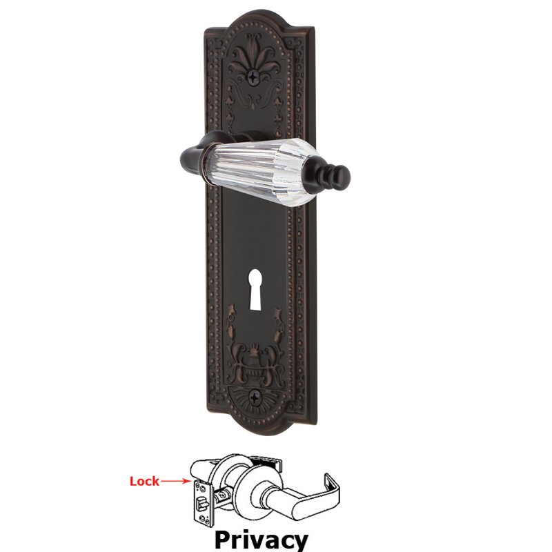 Complete Privacy Set with Keyhole - Meadows Plate with Parlor Lever in Timeless Bronze