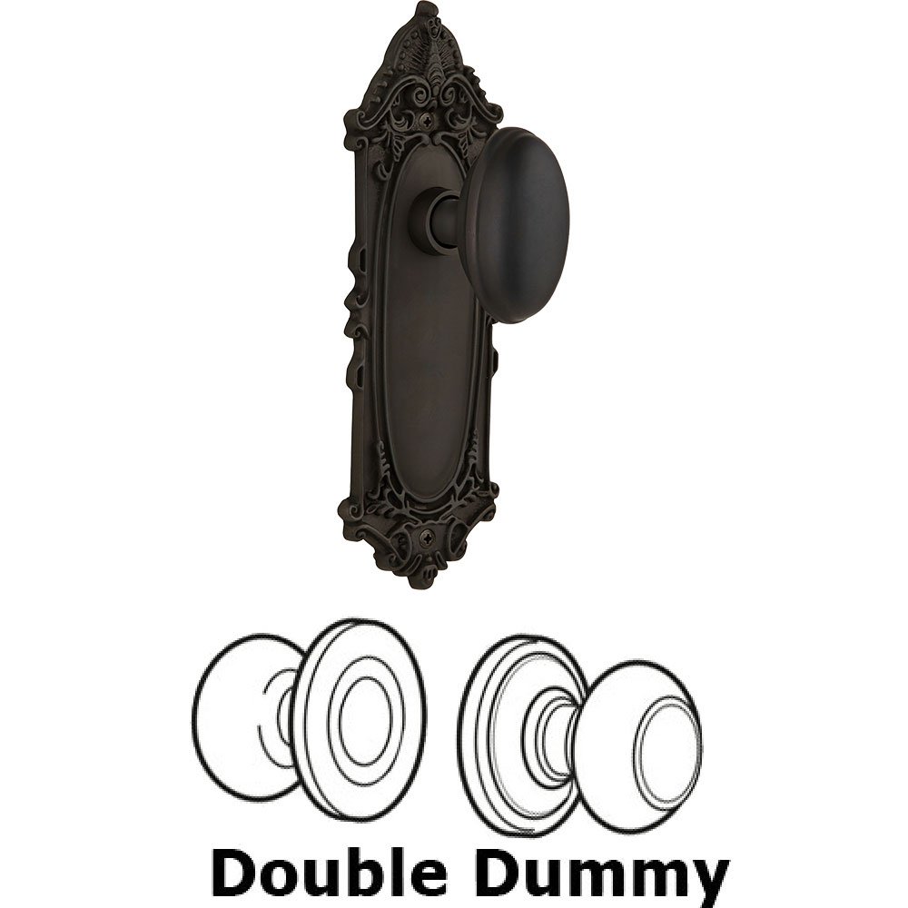 Double Dummy Knob - Victorian Plate with Homestead Door Knob in Oil-rubbed Bronze