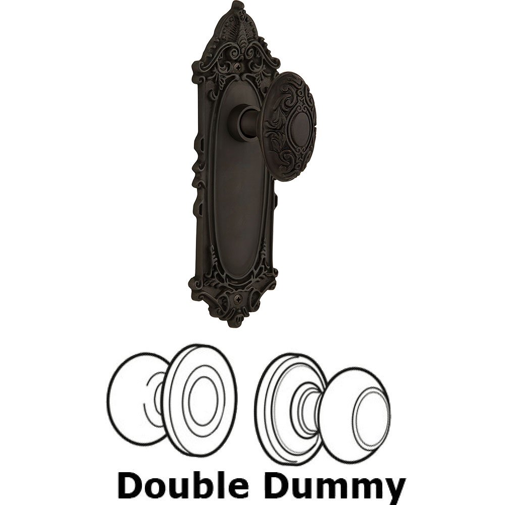 Double Dummy Knob - Victorian Plate with Victorian Door Knob in Oil-rubbed Bronze