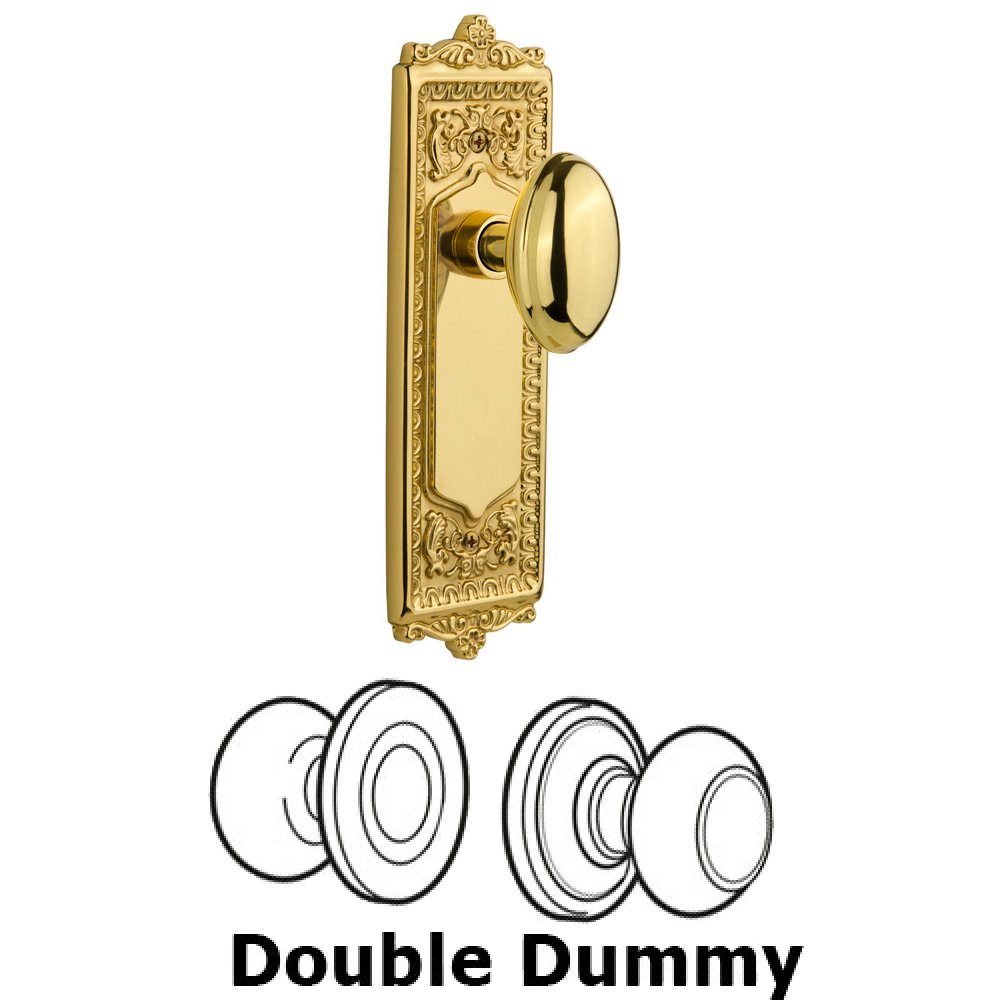 Double Dummy Set Without Keyhole - Egg & Dart Plate with Homestead Knob in Polished Brass
