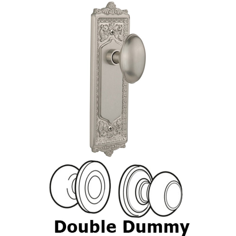 Double Dummy Set Without Keyhole - Egg & Dart Plate with Homestead Knob in Satin Nickel